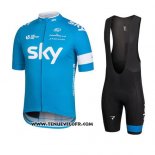 2016 Maillot Ciclismo Sky Azur et Blanc Manches Courtes et Cuissard