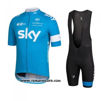 2016 Maillot Ciclismo Sky Azur et Blanc Manches Courtes et Cuissard