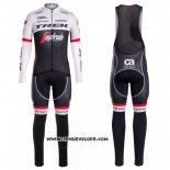 2016 Maillot Ciclismo Trek Segafredo Noir et Blanc Manches Longues et Cuissard