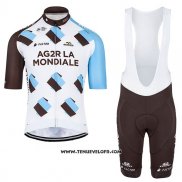 2017 Maillot Ciclismo Ag2r Marron et Blanc Manches Courtes et Cuissard