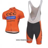 2017 Maillot Ciclismo CCC Noir et Orange Manches Courtes et Cuissard