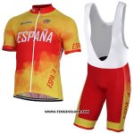 2017 Maillot Ciclismo Espagne Jaune et Rouge Manches Courtes et Cuissard