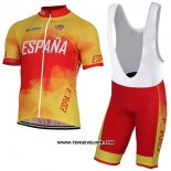 2017 Maillot Ciclismo Espagne Jaune et Rouge Manches Courtes et Cuissard