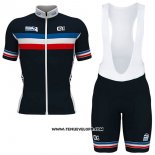 2017 Maillot Ciclismo France Noir Manches Courtes et Cuissard