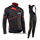 2017 Maillot Ciclismo Northwave Ml Noir et Rouge Manches Longues et Cuissard