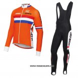 2017 Maillot Ciclismo Pays Bas Orange Manches Longues et Cuissard