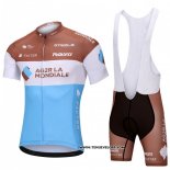 2018 Maillot Ciclismo Ag2r La Mondiale Bleu et Blanc Manches Courtes et Cuissard