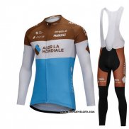 2018 Maillot Ciclismo Ag2r La Mondiale Bleu et Blanc Manches Longues et Cuissard