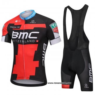 2018 Maillot Ciclismo BMC Rouge Noir Manches Courtes et Cuissard