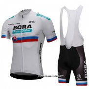 2018 Maillot Ciclismo Bora Champion Slovaquie Blanc Manches Courtes et Cuissard