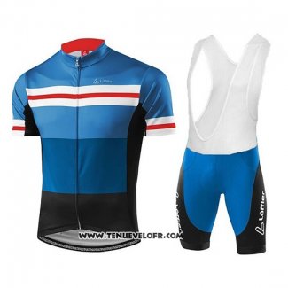 2018 Maillot Ciclismo Loffler Noir Bleu Manches Courtes et Cuissard