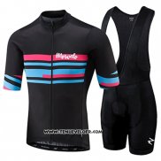 2018 Maillot Ciclismo Morvelo Noir et Bleu Manches Courtes et Cuissard