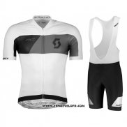 2018 Maillot Ciclismo Scott RC Gris Blanc Manches Courtes et Cuissard