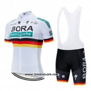 2019 Maillot Ciclismo Bora Champion Belgique Blanc Manches Courtes et Cuissard