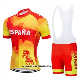 2019 Maillot Ciclismo Espagne Rouge et Jaune Manches Courtes et Cuissard