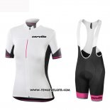 2019 Maillot Ciclismo Femme Cervelo Blanc Noir Manches Courtes et Cuissard