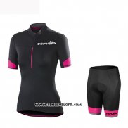 2019 Maillot Ciclismo Femme Cervelo Noir Rouge Manches Courtes et Cuissard