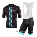 2020 Maillot Ciclismo Bianchi Noir Bleu Manches Courtes et Cuissard