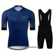 2020 Maillot Ciclismo Le Col Fonce Bleu Manches Courtes et Cuissard