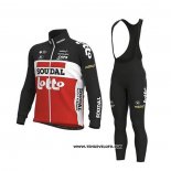 2020 Maillot Ciclismo Lotto Soudal Noir Blanc Rouge Manches Longues et Cuissard