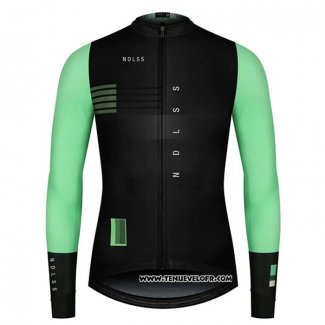 2020 Maillot Ciclismo NDLSS Noir Vert Manches Longues et Cuissard