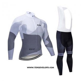 2020 Maillot Ciclismo Northwave Blanc Gris Manches Longues et Cuissard