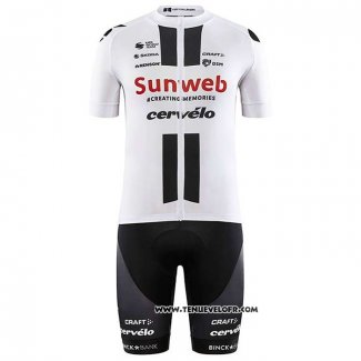 2020 Maillot Ciclismo Sunweb Blanc Manches Courtes et Cuissard