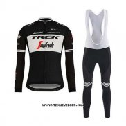 2020 Maillot Ciclismo Trek Segafredo Noir Blanc Manches Longues et Cuissard