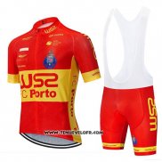 2020 Maillot Ciclismo W52-FC Porto Rouge Jaune Manches Courtes et Cuissard