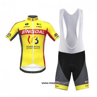 2020 Maillot Ciclismo Wallonie Bruxelles Jaune Rouge Manches Courtes et Cuissard