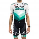 2021 Maillot Cyclisme Bora-Hansgrone Blanc Vert Manches Courtes et Cuissard