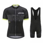2021 Maillot Cyclisme Le Col Noir Jaune Manches Courtes et Cuissard