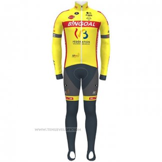 2021 Maillot Cyclisme Wallonie Bruxelles Jaune Manches Longues et Cuissard