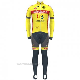 2021 Maillot Cyclisme Wallonie Bruxelles Jaune Manches Longues et Cuissard