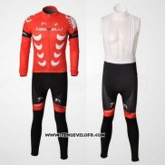 2010 Maillot Ciclismo Castelli Blanc et Rouge Manches Longues et Cuissard