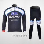 2011 Maillot Ciclismo Subaru Blanc et Noir Manches Longues et Cuissard