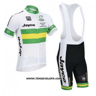 2013 Maillot Ciclismo Australie Blanc et Vert Manches Courtes et Cuissard