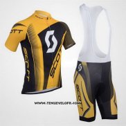 2013 Maillot Ciclismo Scott Jaune et Noir Manches Courtes et Cuissard