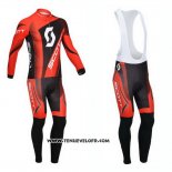 2013 Maillot Ciclismo Scott Noir et Rouge Manches Longues et Cuissard