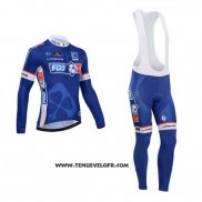 2014 Maillot Ciclismo FDJ Bleu Manches Longues et Cuissard