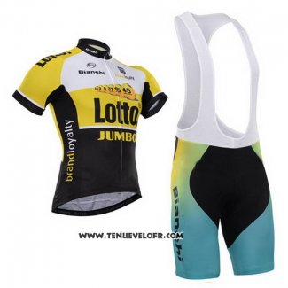 2015 Maillot Ciclismo Lotto NL Jumbo Noir et Jaune Manches Courtes et Cuissard