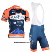 2015 Maillot Ciclismo Vini Fantini Orange et Bleu Manches Courtes et Cuissard