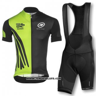 2016 Maillot Ciclismo Assos Noir et Vert Manches Courtes et Cuissard