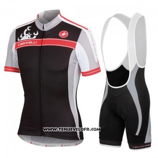 2016 Maillot Ciclismo Femme Castelli Noir et Rouge Manches Courtes et Cuissard