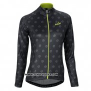 2016 Maillot Ciclismo Femme Nalini Jaune et Noir Manches Longues et Cuissard