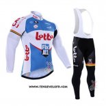 2016 Maillot Ciclismo Lotto Fix All Blanc et Bleu Manches Longues et Cuissard