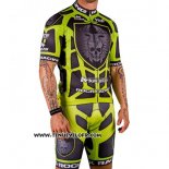 2016 Maillot Ciclismo Rock Racing Vert et Marron Manches Courtes et Cuissard