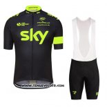 2016 Maillot Ciclismo Sky Vert et Noir Manches Courtes et Cuissard