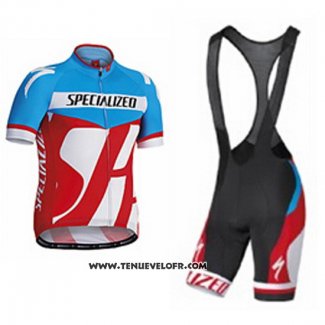 2016 Maillot Ciclismo Specialized Azur et Rouge Manches Courtes et Cuissard