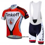 2016 Maillot Ciclismo Tinkoff Rouge et Blanc Manches Courtes et Cuissard